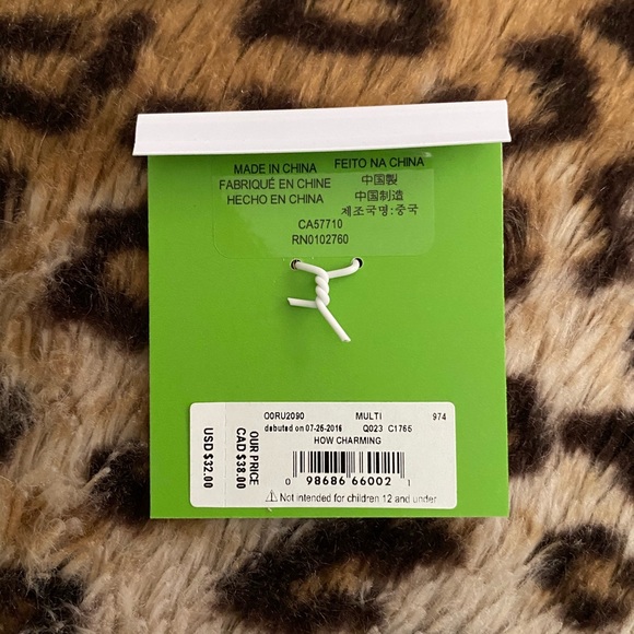 Kate Spade ♠️ Charm w/black Rhinestone Mustache - Picture 2 of 2